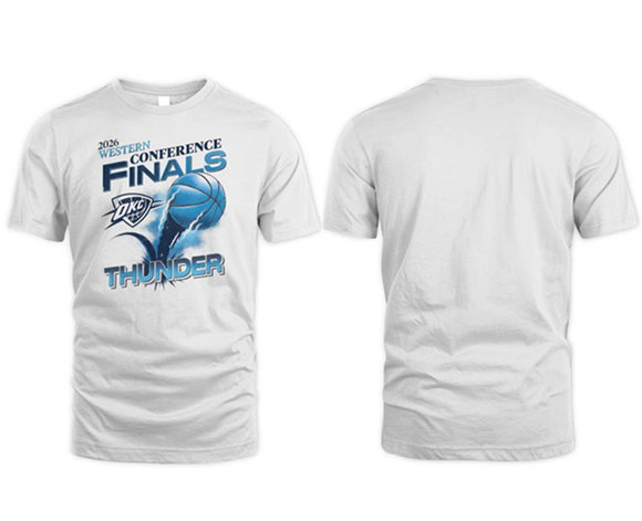 Men's Oklahoma City Thunder White 2026 NBA Western Conference Finals T-Shirt